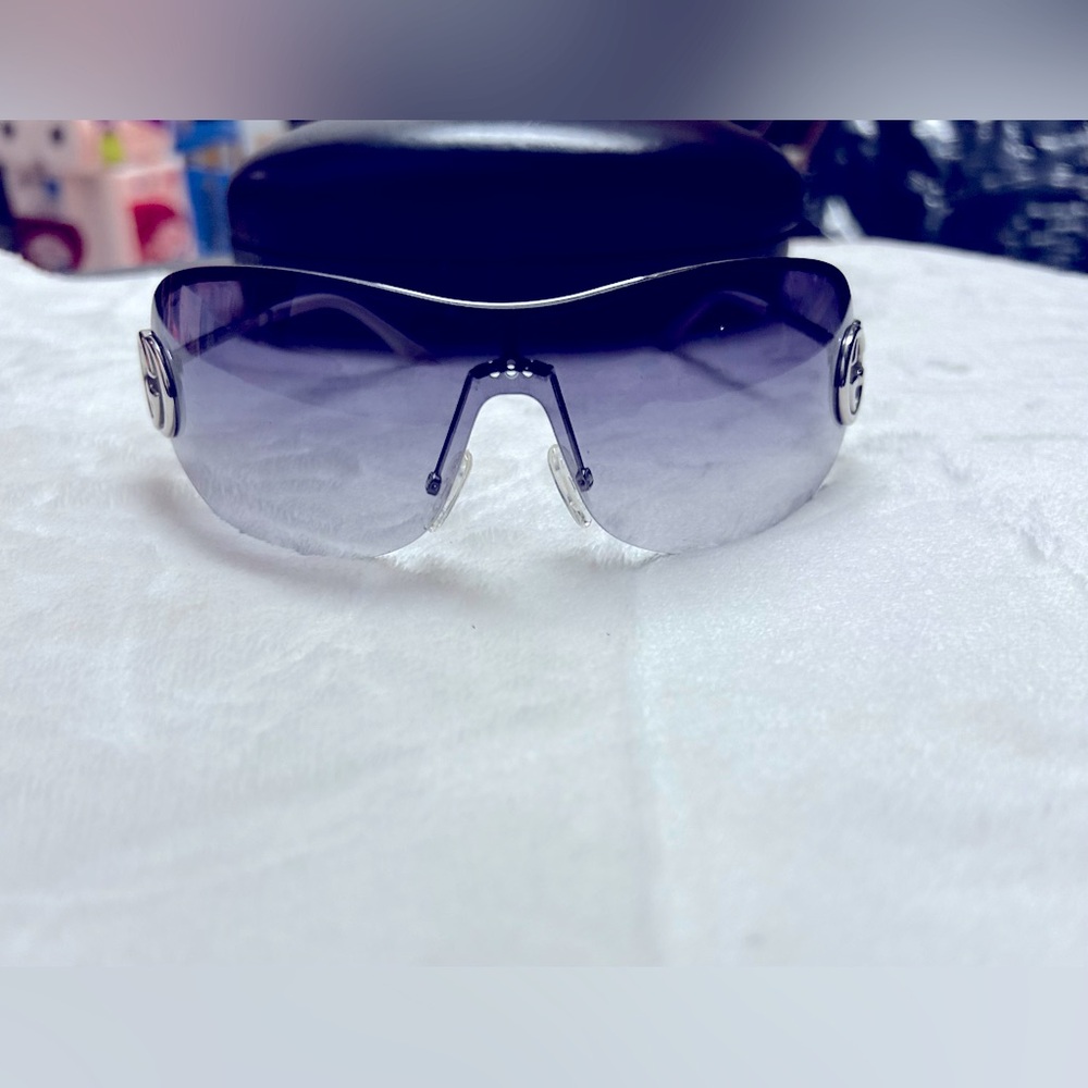 Gucci GG rimless shield sunglasses, vintage, white